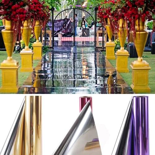 Shiny 1.2M x 20 Meter Mirror carpet or T-stage Aisle Runner For Wedding Party Decoration