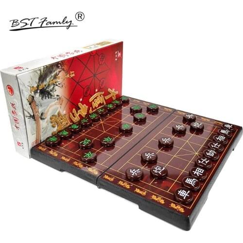 BSTFAMLY Chinese Chess Xiang Qi Plastic box and Pieces With Magnetic Folding Checkboard 32Pcs/Set Puzzle Game Kids Gift C14