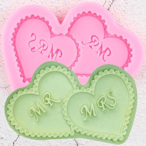 Letters Silicone Resin Molds Love Heart MR MRS Cupcake Topper Fondant Cake Decorating Tools Candy Clay Chocolate Gumpaste Moulds