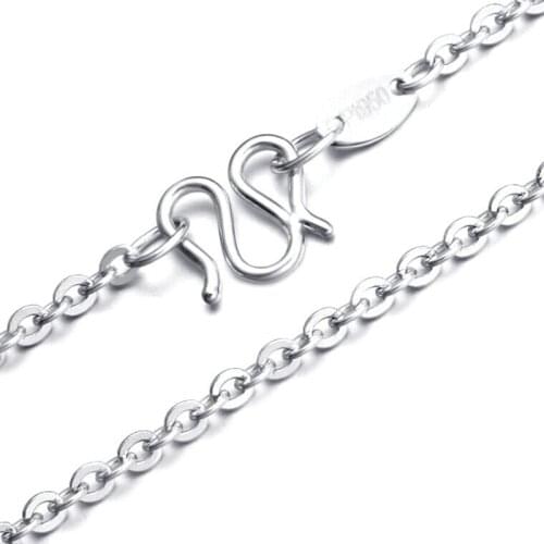 Fine Solid Pt950 Platinum Necklace Women Luck O Rolo Chain Link Necklace 42-45cm 2.4-2.8g Best Gift