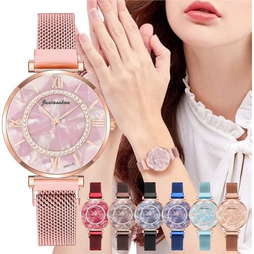Fashion Rhinestone Women Watches Marble Dial Magnetic Clasp Ladies Wristwatches Reloj Mujer Zegarek Damski
