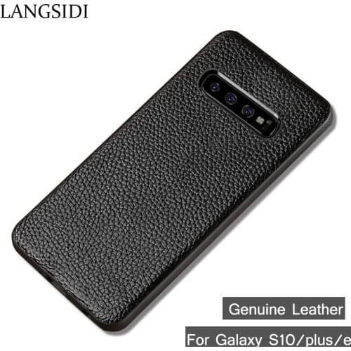 Genuine Leather Phone Case For Samsung Galaxy S8 S9 s10 Plus Case Litchi Texture Back Cover For S7 Edge A50 A70 A7 A8 2018 Case
