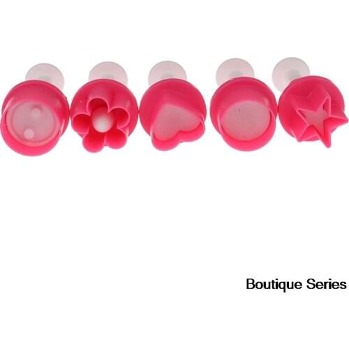 5PCS Cookie Cutter Delicate Cake Mould Star Button Plum Heart Kitchen Cookie Fondant Stamp Mold