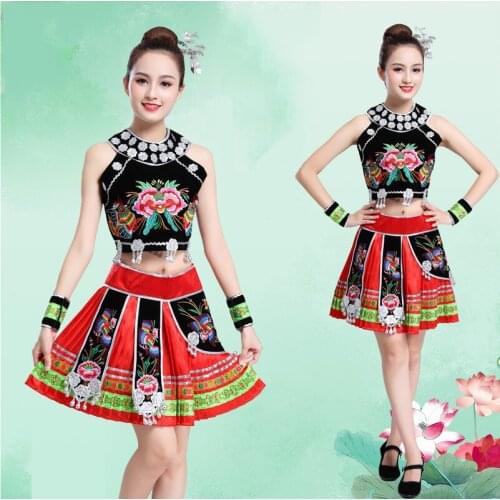 Classical traditional dance costumes for women Ethnic Miao dancing wear hmong clothes national festival party apparel