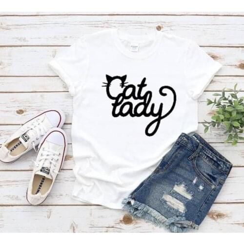 Cat Lady Mom Mama Mother T-Shirts 100% Pure Cotton Top Tees women o-neck short sleeve For Ladies Girl Drop Shipping y2k top
