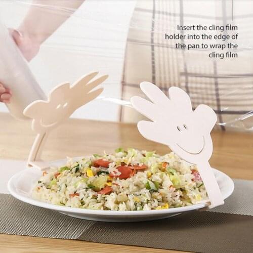 2Pcs Creative Preservative Film Fixer Isolator Heating Meals In Microwave Oven Auxiliary Device Cling Film Holder Kitchen Tools