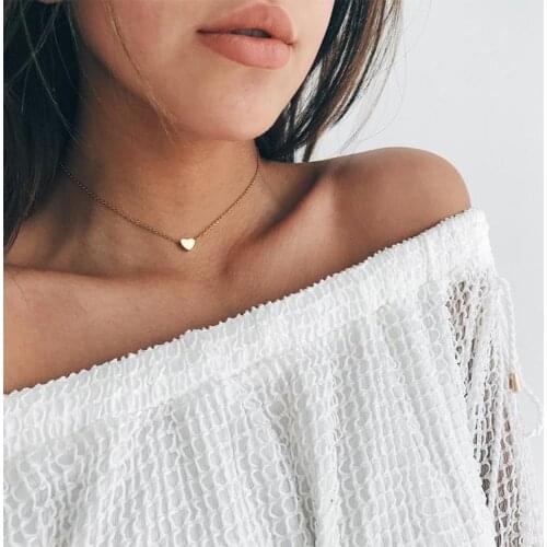 Fashion Stainless Steel Necklace Women Dainty Pendant Heart Necklace Love Chokers Necklaces Wholesale