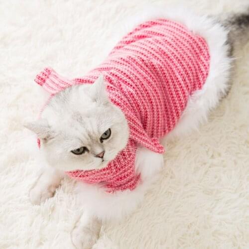 Cat Clothes Pet Decorations Winter Clothing Thickened Warm and Cute Anti-Lint Small Dog
