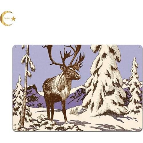 Elk Tin Painting Animal Tin Wall Sign Signs Tin Wall Decor Signs Farm Warning Poster for Bar Cafe Store Home Decorative Plaques