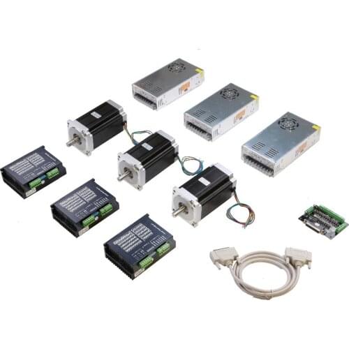 Great Motor! Wantai 3 Axis Nema34 stepper Motor 85BYGH450C-012B Dual Shaft 1600oz+Driver DQ860MA 7.8A 80V 256Micro Top Quality