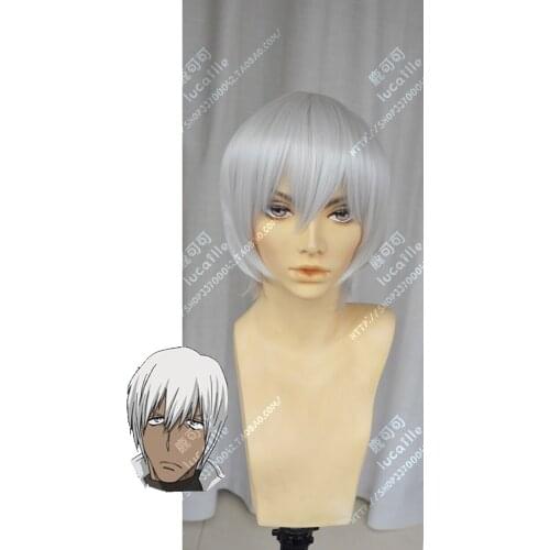 Anime Blood Blockade Battlefront Zapp Renfro Cosplay Wig Short White Heat Resistant Synthetic Hair Wigs + Wig Cap