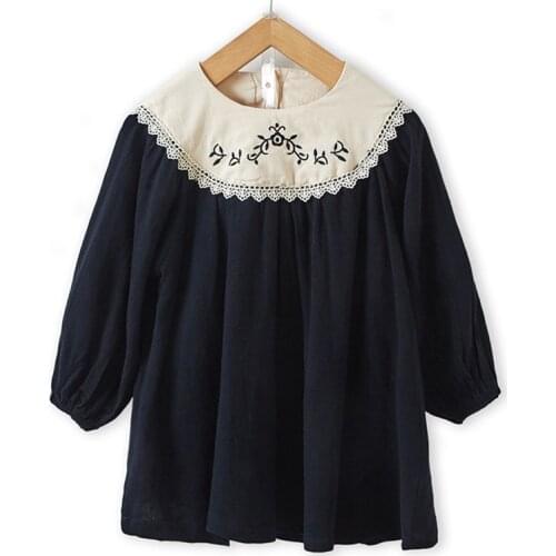 Girls Dress 2020 Autumn New Children Girls Palace Style Baby Kids Todder Cute Lace Embroidered Princess Party Girls Dress