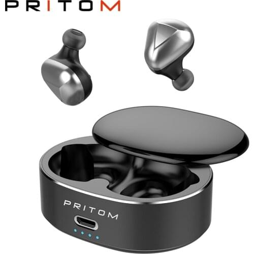 PRITOM T50 Wireless Bluetooth Earphone TWS Gaming Wireless Headset Headphone Sports Earbuds Handsfree for Mobile Phone Earphones
