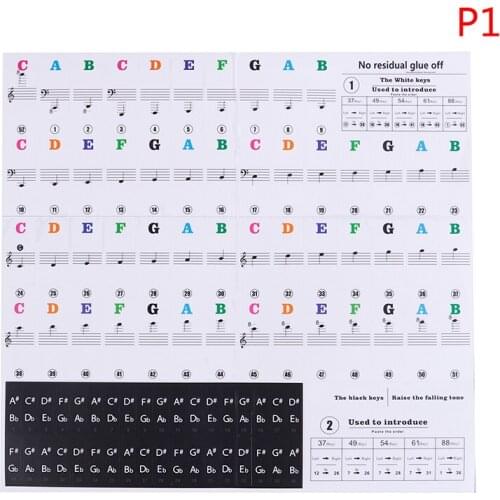Pro Transparent Piano Keyboard Sticker Electronic Keyboard Key Piano Stave Note Sticker for beginners