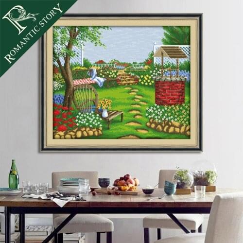 Romantic Story Pastoral Scenic Home Decoration Painting Cross Stitch Handmake Needlework DMC Cross-Stitch Sets For Embroidery