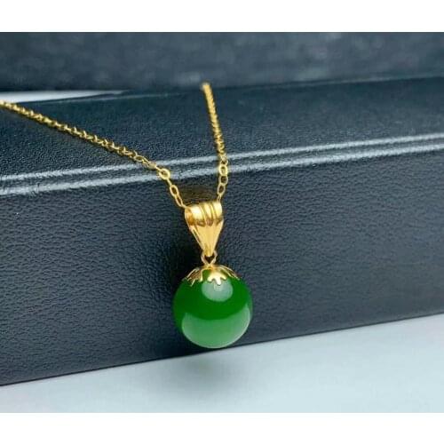 SHILOVEM 18k yellow gold Natural green Jasper pendants no necklace classic fine Jewelry women gift new 10*10mm mymz101088by