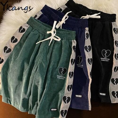 Side Heart Embroidery Patchwork High Waist Biker Shorts Women Summer Baggy Fashion Goth Hip Hop Harajuku Loose Shorts Female New