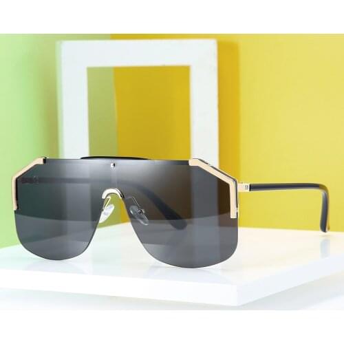 Veshion One Piece Sunglasses Men Rimless 2020 Oversized Sun Glasses for Women Brown Frameless Gradient Lens Uv400 Half Metal