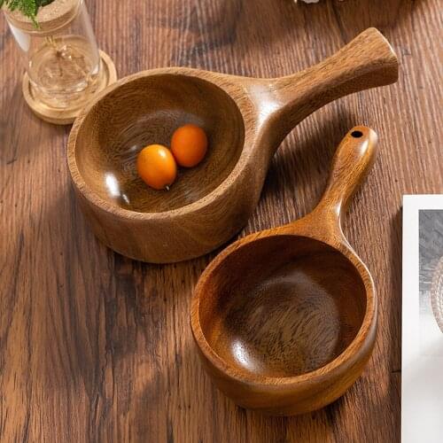 Eating tableware wooden spoon net red water scoop Japanese style rice spoon household long handle rice spoon Large capacity