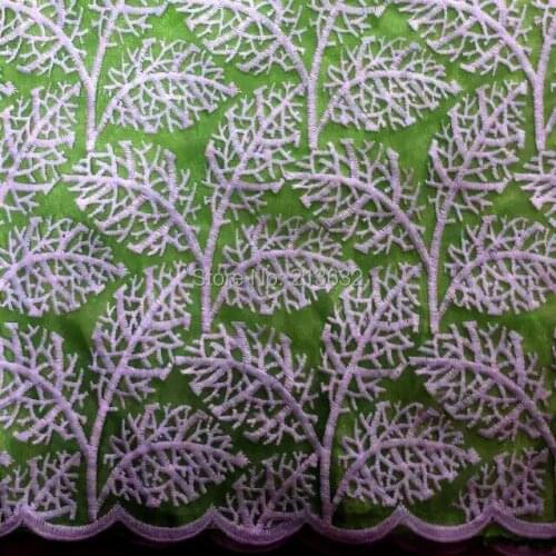 Leaf textile high-grade silk milk Eugen yarn embroidery cotton fabric wholesale fashion foliage leaves embroidery cloth leafage