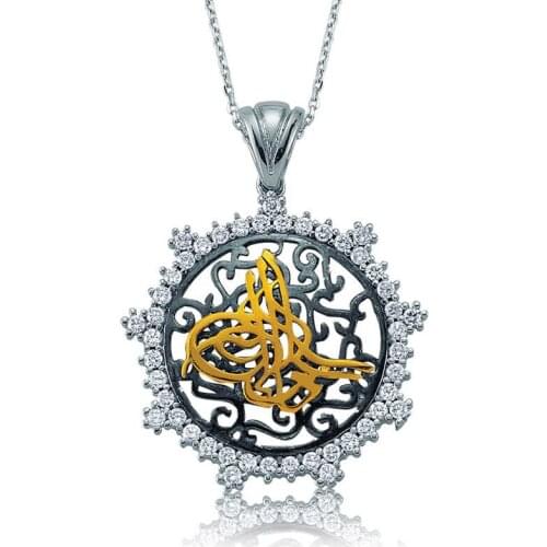 Tevuli 925 Sterling Silver Cubic Zirconia Tuğra Lady Necklace