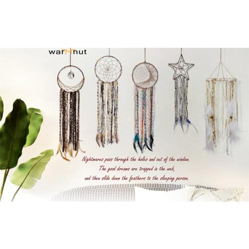 WarmHut 1 Pc Dream Catcher Wall Decor with Bells Boho Handmade Dreamcatcher with Feathers for Bedroom Decor Party Kids Ornament