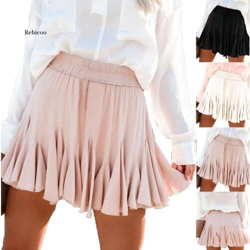 White Black Chiffon Summer Shorts Skirt Elegant Women Fashion Korean High Waist Tutu Pleated Mini Sun School Skirt Female