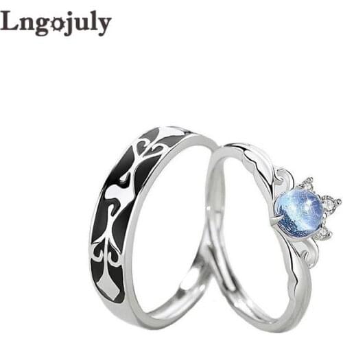 Fine Jewelry Couple Ring %100 925 Sterling Silver Princess And Knight Ring For Lovers Wedding Party Silver 925 Jewelry Gifts