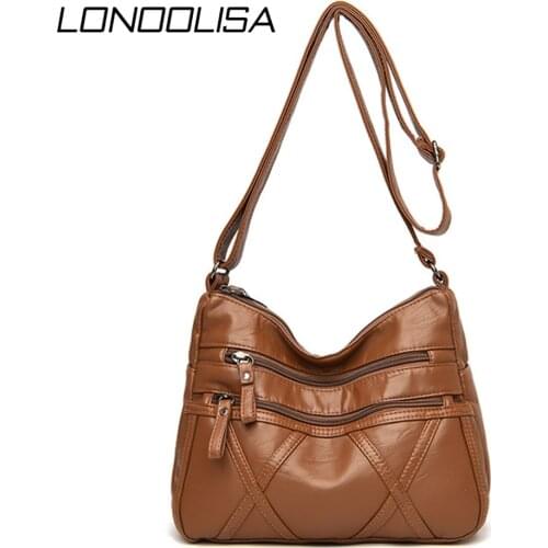 Vintage Pu Leather Crossbody Bags For Women Shoulder Bag Soft Mul-pockets Messenger Bag Ladies High Quality Handbag Purses Sac