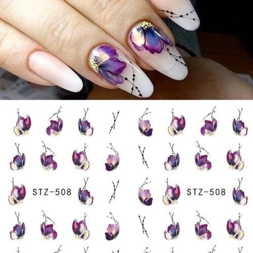 1 Sheet Water Nail Stickers Flower/Feather Nail Art Water Transfer Stickers Decals Tattoo Manicure Decor