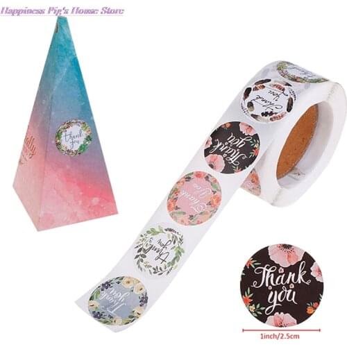 1Roll/500Pcs 8 Kinds Of Styles Thank You Stickers Per Roll Stationery Sticker Thank You Adhesive Stickers Sealing Label Stickers