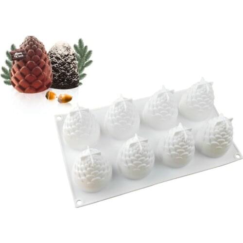 3D Cake Decorating Tools Silicone Molds 6 Holes Pinecones Shape Baking For chocolate Cakes Mousse Ice Cream Dessert