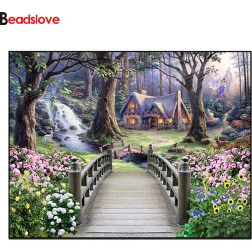 5d DIY Diamond Painting Garden Lodge Full Square Round Diamonds Embroidery Kits Bird Decorations Home Gift