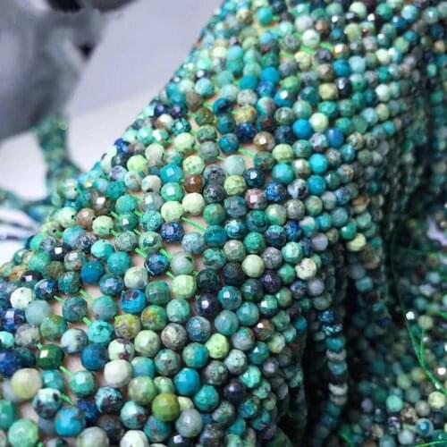 Turquoise round faceted 2mm 3mm 15" for DIY jewelry making loose beads FPPJ wholesale beads nature gem stone