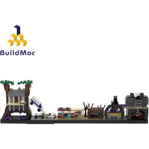 Buildmoc City Tree House Stranger Things Upside Down Skyline Architecture Flipping Van Scene Model Building Blocks Toys Kid Gift