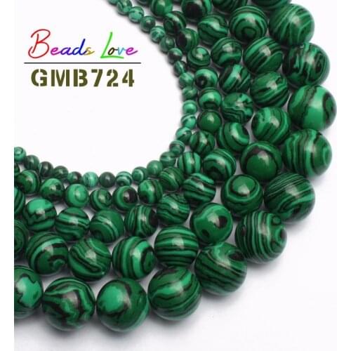 Natural Stone Green Malachite 4 6 8 10 12mm Round Loose Beads for Beadwork Diy Bracelet Necklace Jewelry Making Wholesale 15Inch