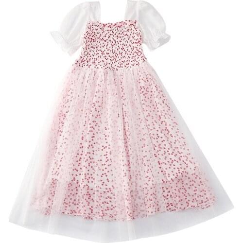 Kids girls summer gauze short-sleeved dress big virgin new fashion dot princess dress 4-12 years old