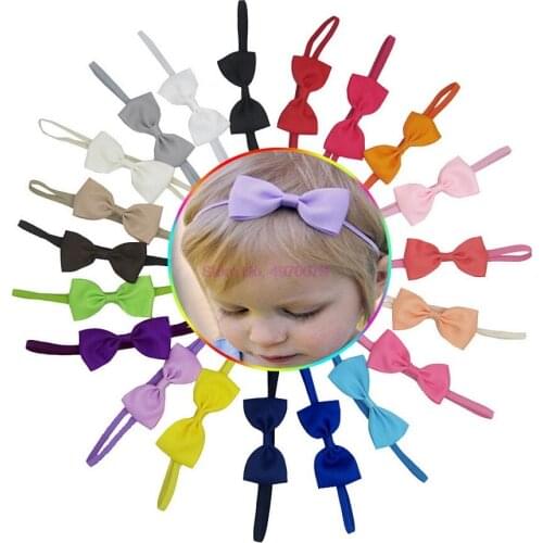 DHL 1000pcs Children Headbands Flower Mini Satin Ribbon Bow-Knot Newborn Girls Headbands