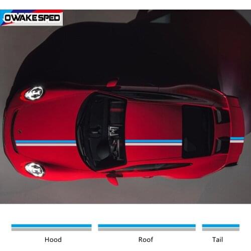 For Porsche 911 718 Boxster Carrera Racing Sport Stripes Decals Car Hood Roof Tail Decor Sticker Auto Body Accessories
