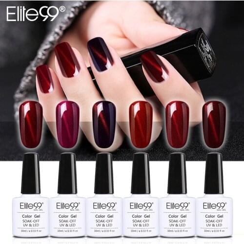 Elite99 10ml Wine Red Cat Eye Gel Varnishes Soak Off Magnetic Nail Gelpolish Semi Permanent 3D Cat Eye Nail Gel Polish DIY Nail