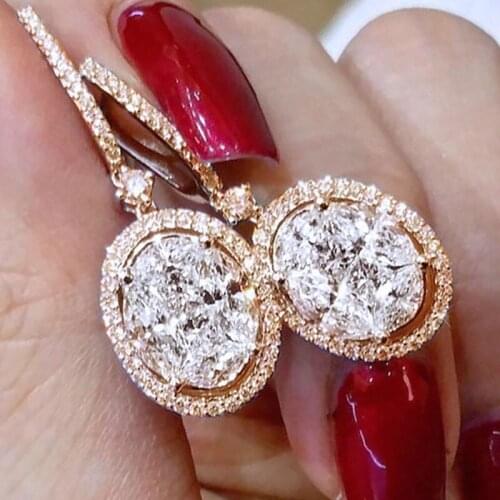 HUAMI 2021 New Fashion Drop Earrings for Lady Jewelry 1Pair Gold Silver Color Full Zircon Shiny Gift Sister Earrings Party