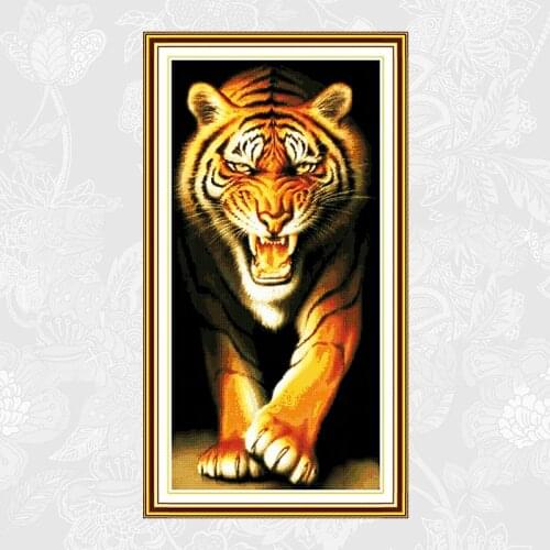 The Tiger Animal Paintings Embroider DIY Counted Printed On Canvas Cross-stitch DMC 14CT 11CT Cross Stitch Needlework Sets