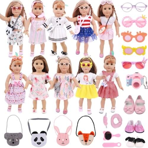 Doll Clothes 4Pics/Set=Dress/Skirt+Accessories+Shoes Fit 18Inch American 43Cm Reborn Baby Newborn Doll Accessories Girls PlayToy