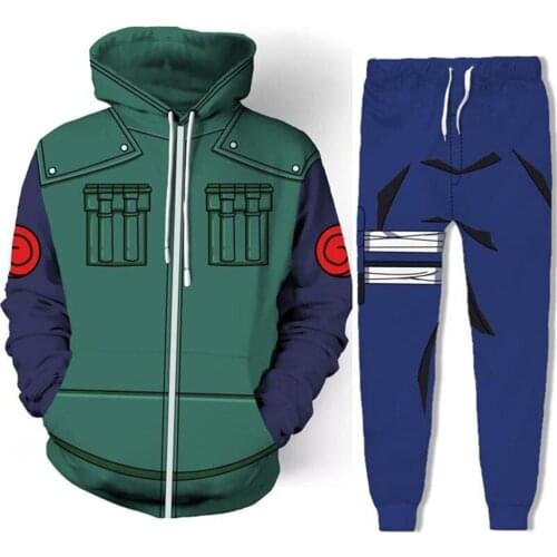 Naruto Anime 3D Printing Hooded jacket Uchibo Pullover Hoodie Hatake Kakashi Sweatshirt Pant Adult Cartoon cosplay zip Outerwear
