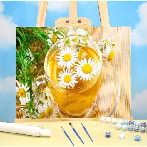 Scenery Flower Tea DIY Paint By Numbers Set Acrylic Paints 40*50 Painting On Canvas Home Decor For Handicraft