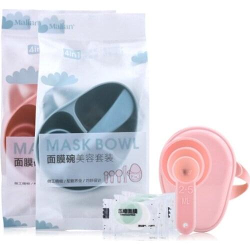 4 Piece Set DIY Facial Mask Bowl Tool Set Womens Makeup Tool Kits maquiagem Mixing Bowl Brush Spoon Stick