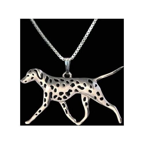 Wholesale cartoon Boho Chic Alloy Dalmatian movement necklace spotty dog pendant jewelry golden colors plated 12pcs/lot