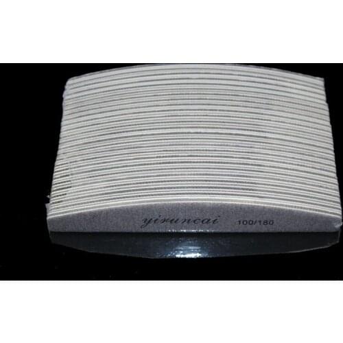 25pcs/Lot Free shipping Grey Nail File Buffing Sandpaper Slim Bow Curved Shape Nail Art Manicure Buffer Tools 100/180