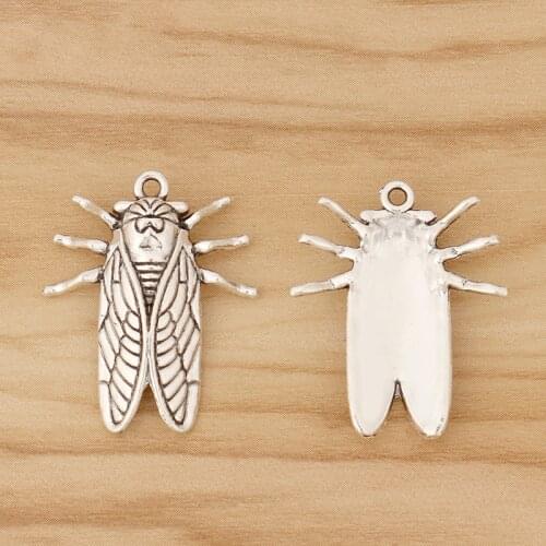 20 Pieces Tibetan Silver Cicada Bug Insect Charms Pendants for DIY Bracelet Necklace Jewellery Making Accessories 28x23mm