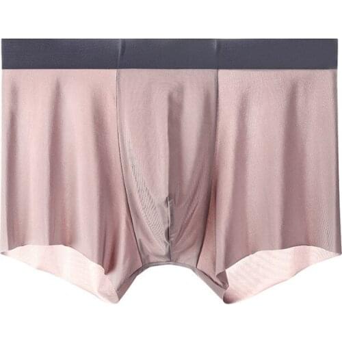 Drop shipping Seamless Men Boxers Luxury Silk Boxers Underwear Spandex 3D Crotch Boxer Nylon Underwear Shorts Slips